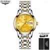 Нарученные часы Zunpai Origina Ladies Watch Rose Gold Top Tope Женский тренд модный водонепроницаемый