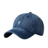 Шарные шапки неструктурированные голубые джинсовые бейсбольные кепки для женщин, вышивающие тексты, 6 панель папа шляпа J240425