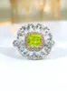 Cluster ringen modieuze en luxueuze bloemenstijl olijfgroen 925 sterling zilveren ring set met hoge koolstof diamant bruiloft sieraden