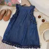 Abiti da ragazza 2024 Nuove ragazze estive vestiti per bambini abiti da carro armato dolce in denim outfit tops h240426