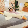 Långt hår Big White Goose Throw Pillow Net Red Tiktok Samma kreativa simulering Matkast Kudde Rolig Plush Toy Birthday