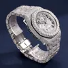 Роскошная мода Moissanite Watch для мужских автоматических свидание Stianless Steel Luxury Gold Late Clock Hip Hop Full Diamond.