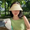 Korean Version Summer Eaves Empty Top Sun Hat Raffia Headband Type Versatile Casual Roofless Beach Womens Straw Cap Gorras 240415