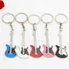 Keychains Lanyards Classic Metal Electric Guitar Keychain Mini Musical Instruments Pendant Keyrings Trendy Handbag Ornaments Car Motorcycle Trinket