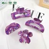 Crampes Yhj French Vintage Plaid Hair Claw Large Claw Claw Clips Purple Clips Simple Crab Coil Coil Accessoires pour femmes Girls Y240425