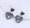 Boucles d'oreilles kymyad coréen cz cristal coeur coeur femme brillante bijoux en pierre grise