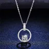 Anhänger Real 925 Sterling Silber Pass Diamant Brilliant Schnitt 1 ct D Farbe Moissanit Doppelrunde Stein Anhänger Halskette für Mädchen