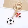 Keychains Lanyards Creative Sport Football Pendant Keychain Soccer Player Shoes Model Keyrings Women Men Bag Ornaments Souvenir Gift Wholesale