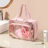 Transparent Pvc Wash Bag Portable Single Shoulder Wet And Dry Separation Bag Swimming Fitness Bath Bag Waterproof Makeup Storage Bag