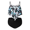 Swimons de maillots de bain pour femmes Shorts et haut de maillot de bain Split Suspender Beach Wear Set Floral Print Bikini grande taille très élastique pour