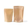 Clear Front Transparent White Brown Kraft Paper Bag Nut Tea Self-standting Self seal Package Bag Plastic Display Window Bags