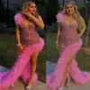 Ebi 2024 Aso Pink Mermaid Prom Dress Beaded Crystals Luxurious Evening Formal Party Second Reception 50Th Birthday Engagement Gowns Dresses Robe De Soiree Zj328 es