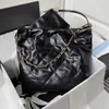 Tote bag high definition Xiaoxiangjia 22bag Garbage Wrinkled Black Cowhide Chain Stripe Mother Single Crossbody