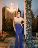 Ebi 2024 ASO Royal Blue Sirène Prom Dress Perbed Semened Sexy Evening Formal Fête Deuxième réception 50e anniversaire Robes de fiançailles