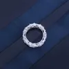 Bande de femmes Tiifeany Ring Jewelry S925 Pure Silver Round Round Diamond Crystal Fleur de style polyvalent