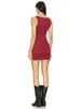 Casual jurken Mozision Wine Red V Neck Boog Mouwloze sexy mini -jurk voor vrouwen Summer Bodycon Club Party Tank Fashion 2024