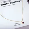 Pendanthalsband 925 Silver Ruby Drop Yellow Gold Necklace Female ClaVicle Chain Classic Vintage Elegant Retro Temperament Jewelry Gift H240426