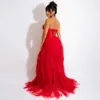 Vintage Red Lace Evening Dress Long Sleeveless A Line Tulle Prom Robes de mariee Formal Party Second Reception Engagement Gowns YD