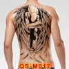 Tattoo Transfer 48*34cm large tattoo stickers 20 new designs Dark angel fish wolf buddha temporary flash tattoos full back body paint cool men 240427