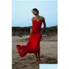 Urban Sexy Dreess New V Neck Women Elegant Maxi 드레스 분할 스커트 파티 클럽 Backless 2023 Summer Sleeveless Beach Concon verdidos g dhejw