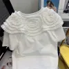 Bluz Camicie Nomikuma Şık Tatlı 3d Çiçekler Donna Başına 2022 Primavera Estate Manica Corta Grafik Üst Camicia Coreana Ocollo Causale