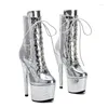 Dansschoenen Leecabe Shinny Snake Upper platform 17 cm/7inches Pole Dancing High Heel Boots