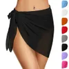 Swimwear féminin Summer Femmes Solide Sarong Sarong Cobines de maillot de bain Place Bikini Wrape Sheer Skirt Jiron Murbe Scarf Swimwear Cover-ups D240424