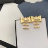 Brand Designer Gold-plated alphabet earrings Bow Luxury Brand Women Rhinestone Pearl Brass Earrings Wedding Party Jewelry Accessories Gifts