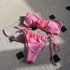 Summer Women Bikinis Strapless Brazilian Thong Biquini Traje De Bano Solid Two Pieces Bathing Suit Swimsuit Beachwear 240410