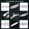 18mm Princess Cut Vvs d Moissanite 925 Sterling Silver Cuban Link Chain Iced Out Box Clasp Moissanite Cuban Link Chain