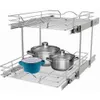 OCG 2 Tier Tull Out Cabinet Organizer - 22.5WX21.5D Trek laden uit voor keukenkasten, trekplanken uit voor basiskastorganisatie in keuken, badkamer, pantry