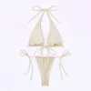 New Bikini Women's Split Body Swimsuit avec Gold and Silver Silk tissu Lacet Up Massuit