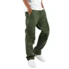 2024 Nya mäns overallbyxor Solid Color Loose Multi-Pocket DrawString Pocket Pants Men's Overalls 3xl 240112