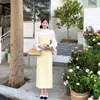 Work Dresses GkyocQ Spring Women Three Piece Sets Elegant Flare Sleeve White Shirt Vest Tops High Waist Long Skirt Dongdaemun Outfit