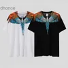 Chaopai mb korte mouwgradiënt kleurrijke vleugel t-shirt voor mannen en vrouwen paren zwarte witte veren halve tee rkcv