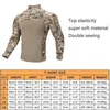 Taktiska T-shirts Taktisk t-shirt Militär stridsskjorta Airsoft Top Elastic Long Shirt Colorful Bullet Hunting Clothing Camo Mens Military Clothing 240426