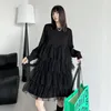 Casual Dresses Eshin Round Collar Long Sleeve Patchwork Gauze Mini Short Dress For Women 2024 Autumn Fashion Feamle Y2k TH5887