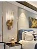 Wall Lamps Retro Modern Light Luxury Crystal Gold Bedroom Bedside Lamp Living Room Corridor Aisle LED Decorative Sconces Lights