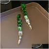 Boucles d'oreilles en cristal vert de lustre en lustre vert surdimension