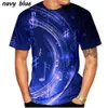 メンズTシャツメンズアンドレディースTシャツファッションカジュアルファンラウンドネックアートデザインTシャツ新しい3D印刷音楽ノートサマーT240425