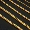 Strands Long Chain Necklace Cuban Chain Necklace Basic Punk Gold Stainless Steel Mens 5/7mm Necklace Jewelry 240424