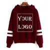 Мужские толстовки на заказ DIY Text Logo Brand Image Clothing персонализировал ваш дизайн модные повседневные пуловки пара полосатые толстовки