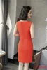 カジュアルドレスファッション女性作業オレンジレディースサマーパーティードレスノースリーブエレガントなオフィスのユニフォームスタイル