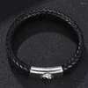 チャームブレスレットトレンディな男性女性Taoism Tai -Yin Yang Yang Reather Bracelet Steel Magnetic Buckle Wrist Band Gifts FR0313