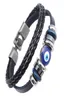 Bracelets de charme punk Design Turc Blue Eye for Men Woman Fashion Bracelet en cuir noir en couches