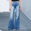 Jeans para mujeres Mujeres de pierna ancha de pierna alta Tamaño S-3XL Damas Fit Pantalones de mezclilla acampanada