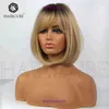 HAIRCUBE wig womens top dyed black gradient golden straight bangs short hair BOBO set