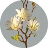 Fiori decorativi 1/3 pezzi Artificiale Magnolia Bouquet Real Touch Disposizione floreale Office Home Office Soggio