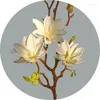 Dekorativa blommor 1/3st Artificial Magnolia Bouquet Real Touch Floral Arrangement Home Office vardagsrum kök bondgård dekor