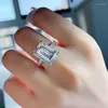 Clusterringe Wunsch Simulation Diamond Ring Emerald Cut Index Finger einfach und elegant 925 Sterlingsilber